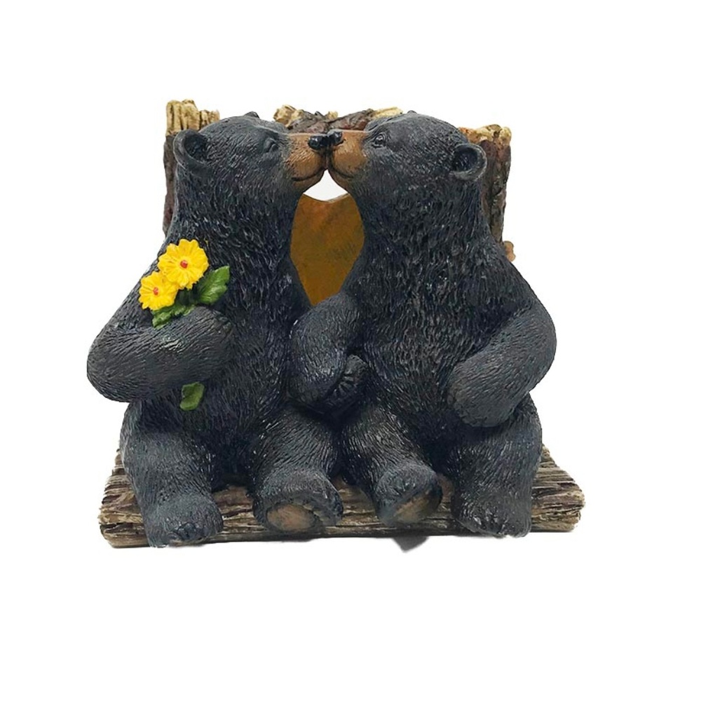 Kissing Black Bears Napkin Holder - Polyresin